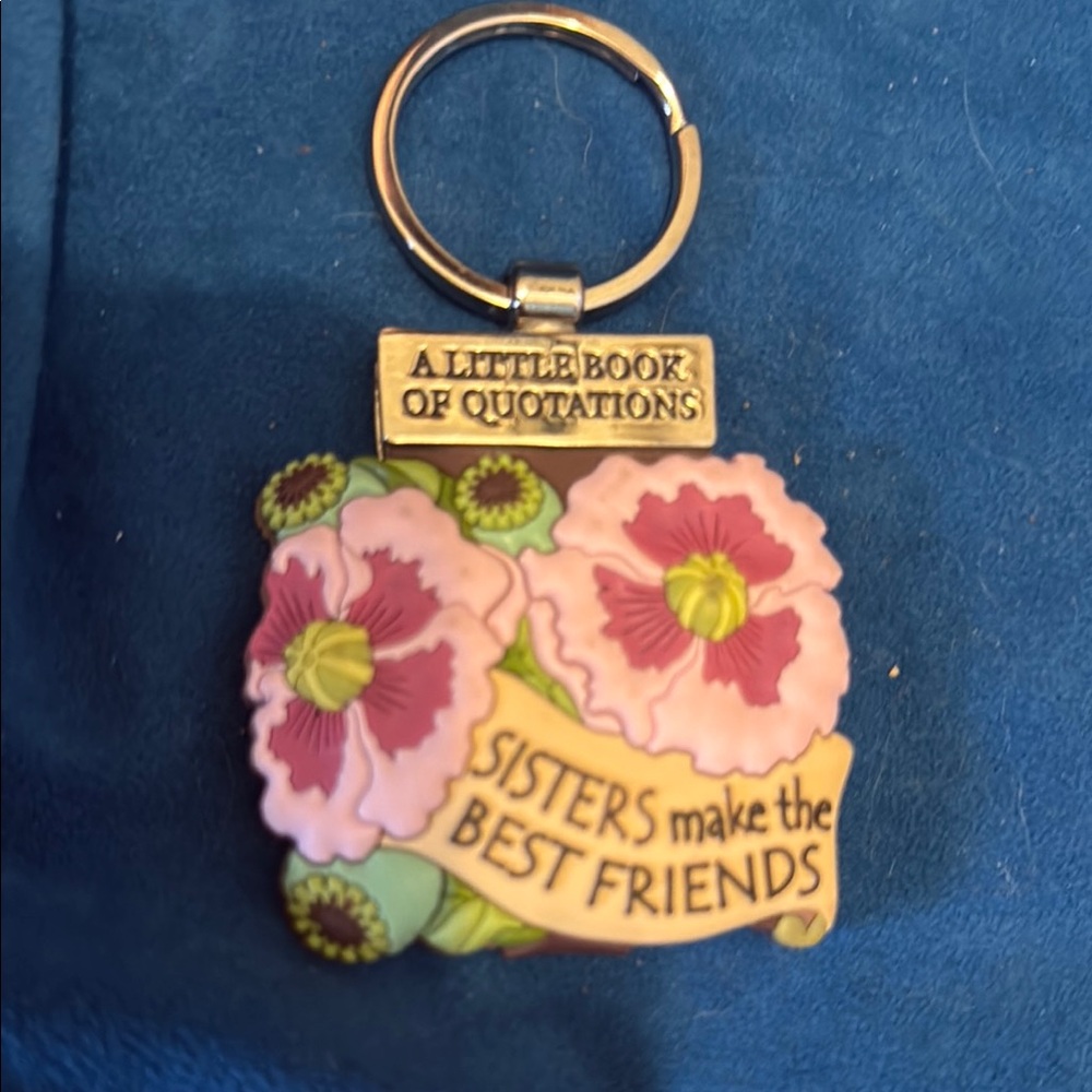 Floral Keychain with Quotation - Pink and Green